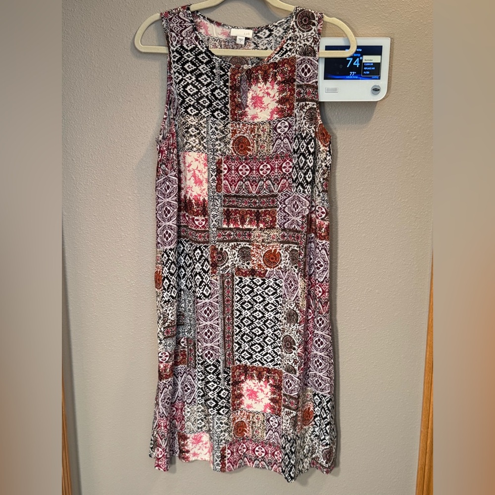☀️☀️☀️J. Jill Mixed Print Midi Dress